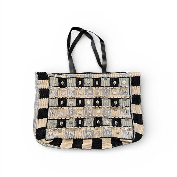 Handbags - Philia & Agape Black and Cream Boho Natural Jute Tote Bag
